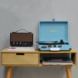 Audio Players & Recorders: mbeat Woodstock II Sky Blue Retro Bluetooth (TX/RX) Turntable