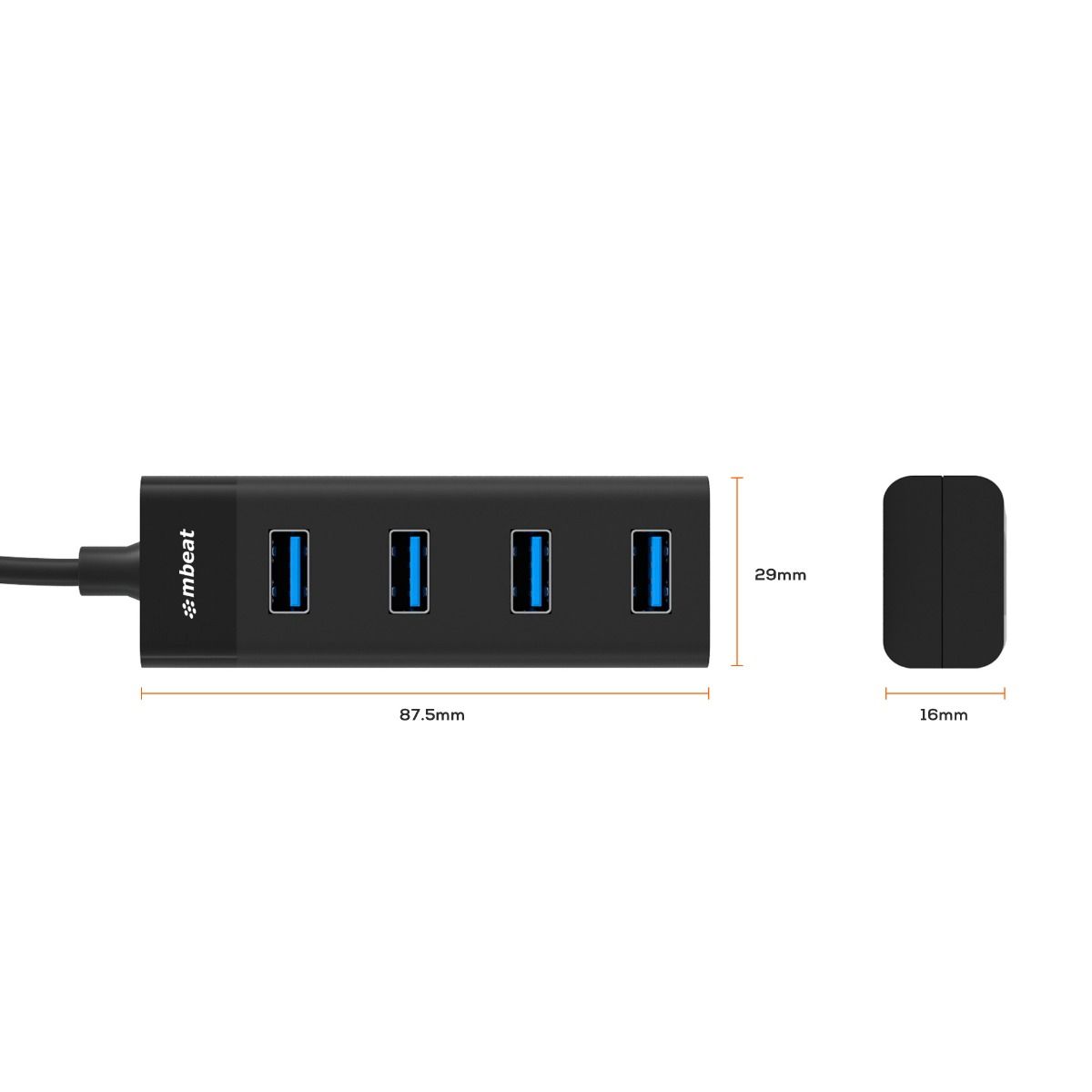 Keyboards & Accessories: mbeat 4-Port USB 3.0 Hub - Black