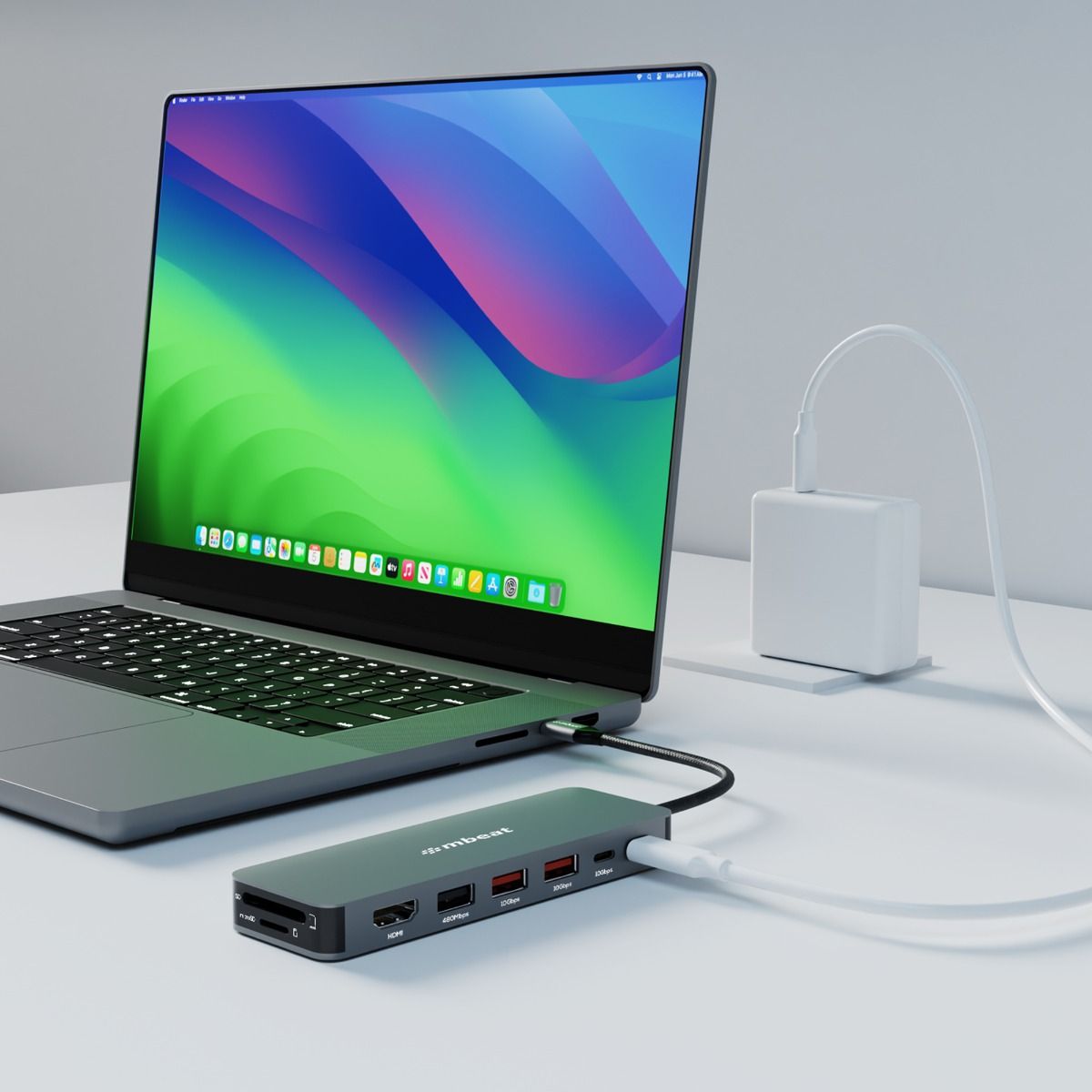Laptop Stands: mbeat Elite 9-in-1 USB-C Multiport Hub with Built-in M.2 NVMe SSD Enclosure