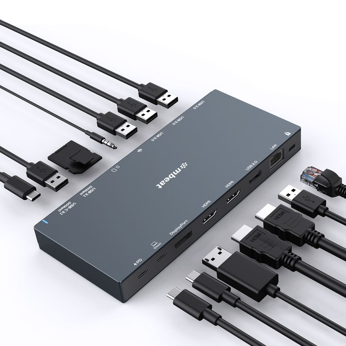 Computer Monitors & Accessories: mbeat 15-in-1 Triple Display USB-C Dock (2 x HDMI & 1 x Display Port)