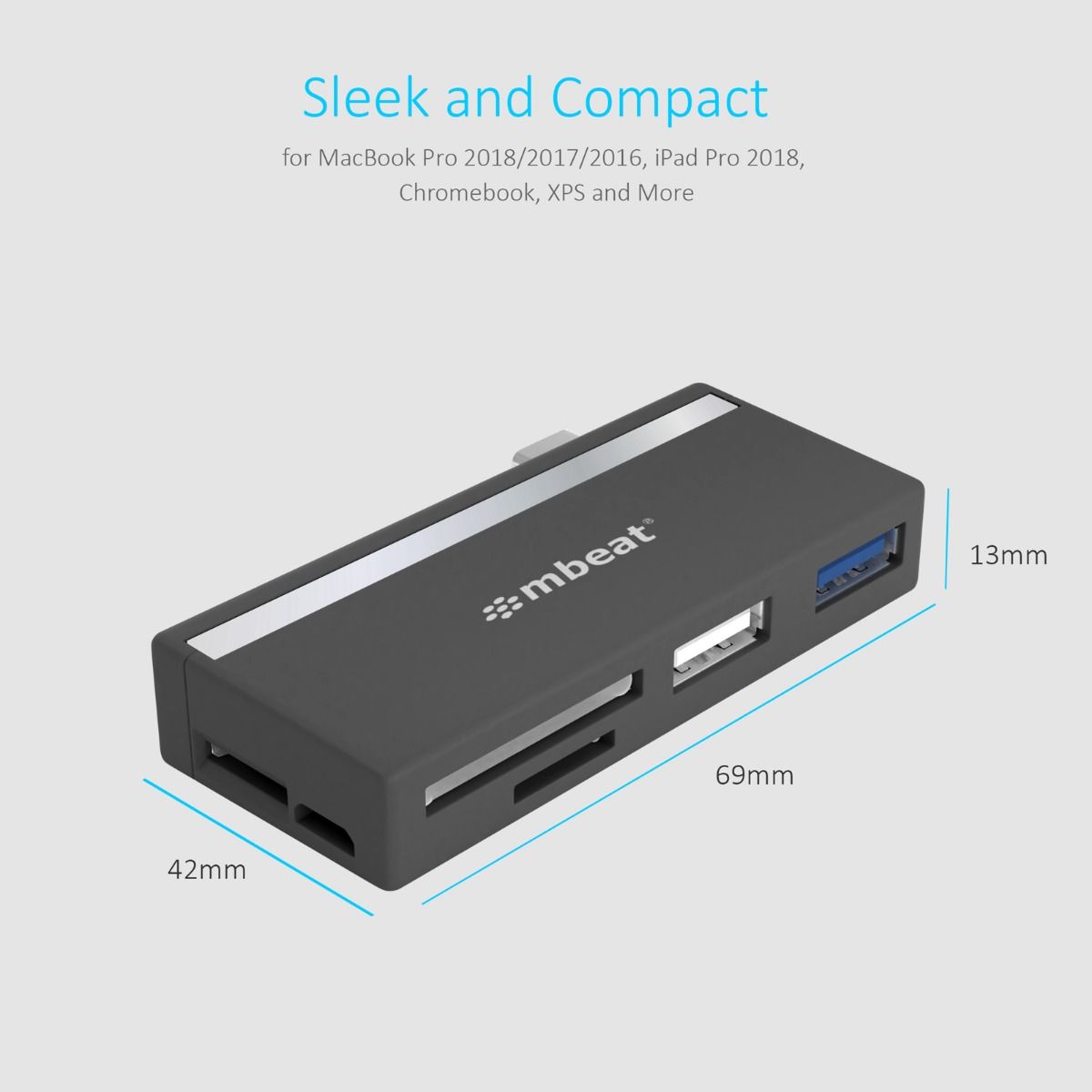 Memory Card Adapters: mbeat Essential 5-In-1 USB- C Hub ( USB hub 2.0, 3.0, SD/TF card reader )