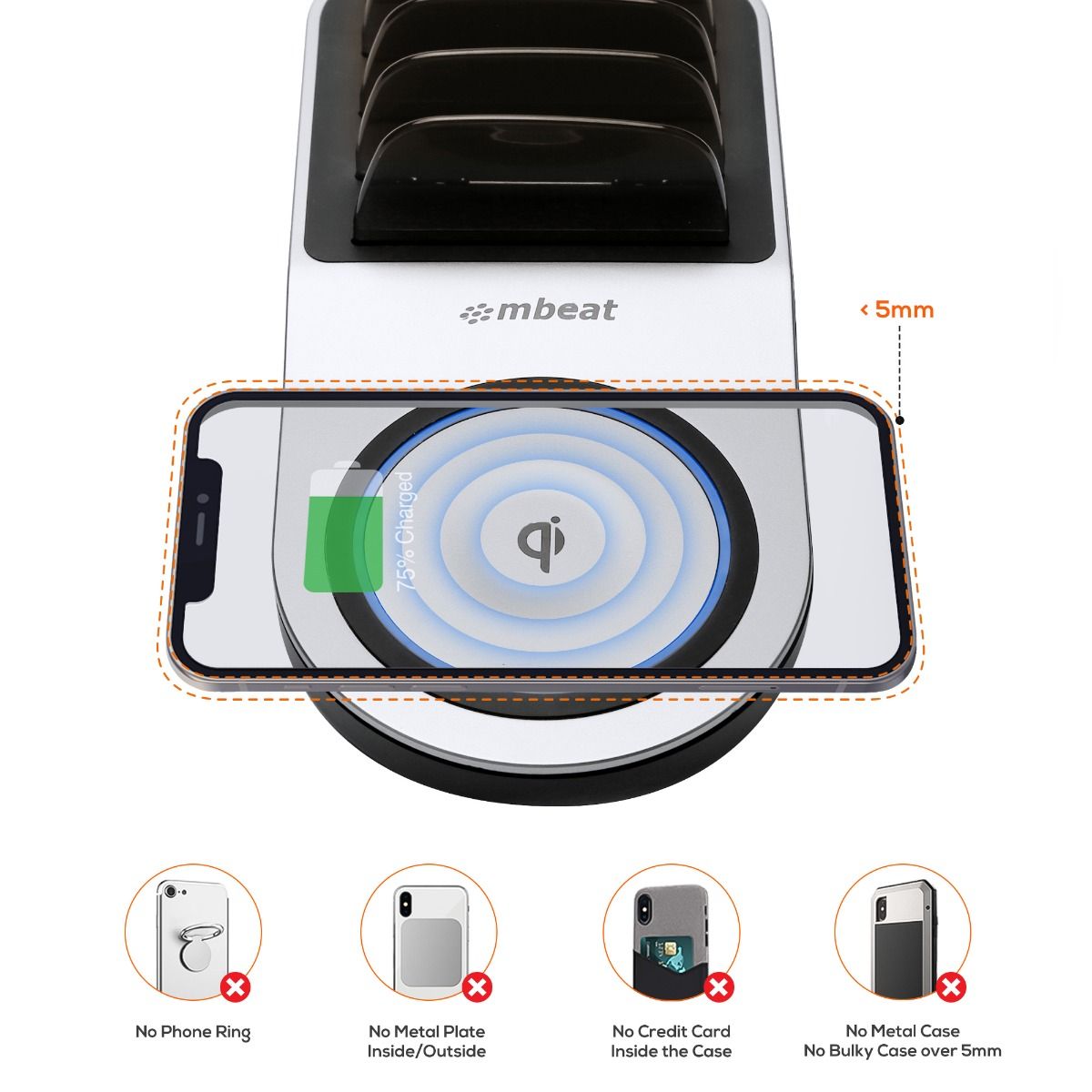 Phone Chargers: mbeat Gorilla Power 50W Qi Certified Multi-Device USB & Wireless Charging Dock