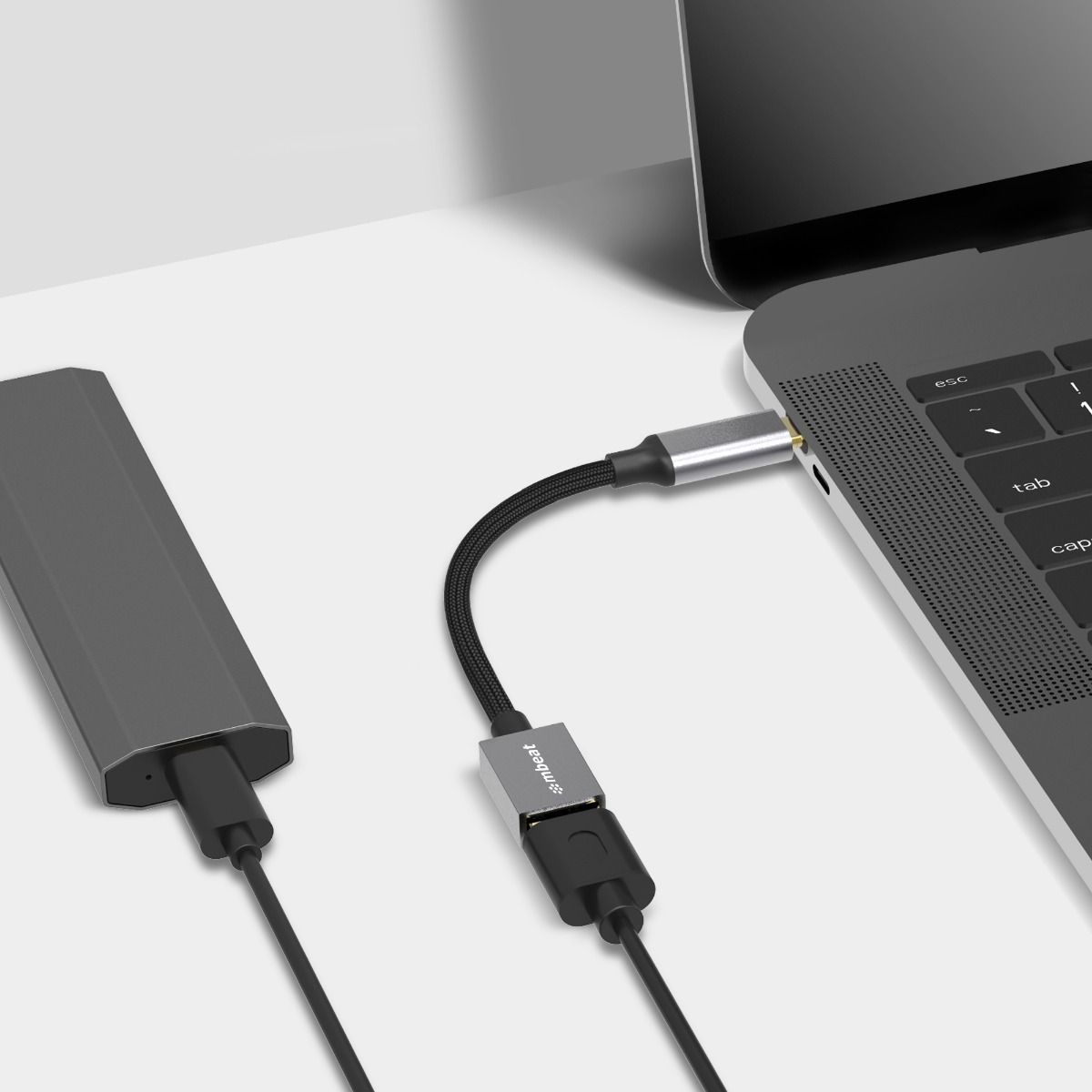 Computer Cables & Adapters: mbeat Tough Link USB-C to USB 3.0 Adapter with Cable - Space Grey