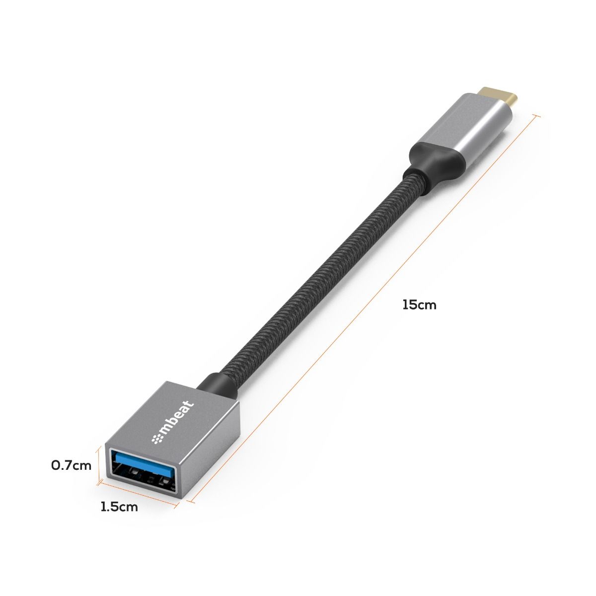 Computer Cables & Adapters: mbeat Tough Link USB-C to USB 3.0 Adapter with Cable - Space Grey