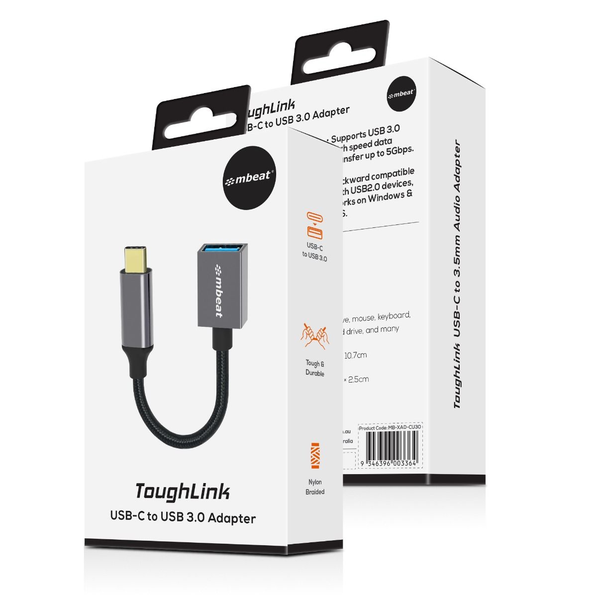 Computer Cables & Adapters: mbeat Tough Link USB-C to USB 3.0 Adapter with Cable - Space Grey