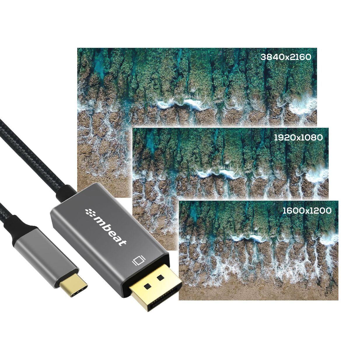 Computer Cables & Adapters: mbeat Tough Link 1.8m 4K USB-C to Display Port Cable - Space Grey