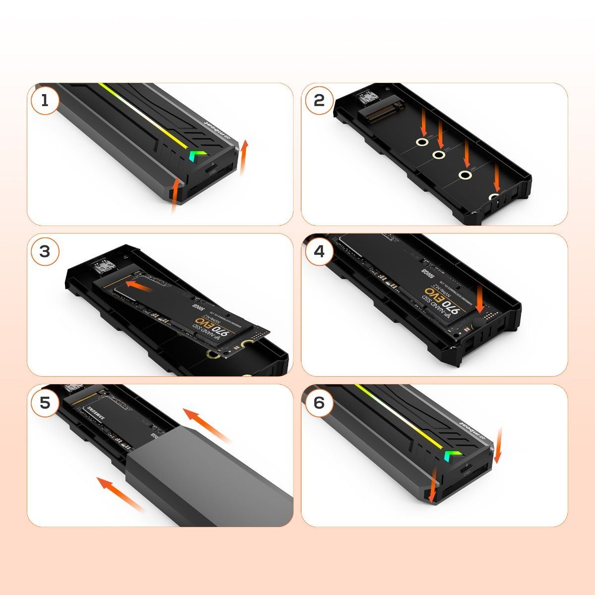mbeat USB-C/A 10Gbps RGB M.2 NVMe & SATA SSD Enclosure
