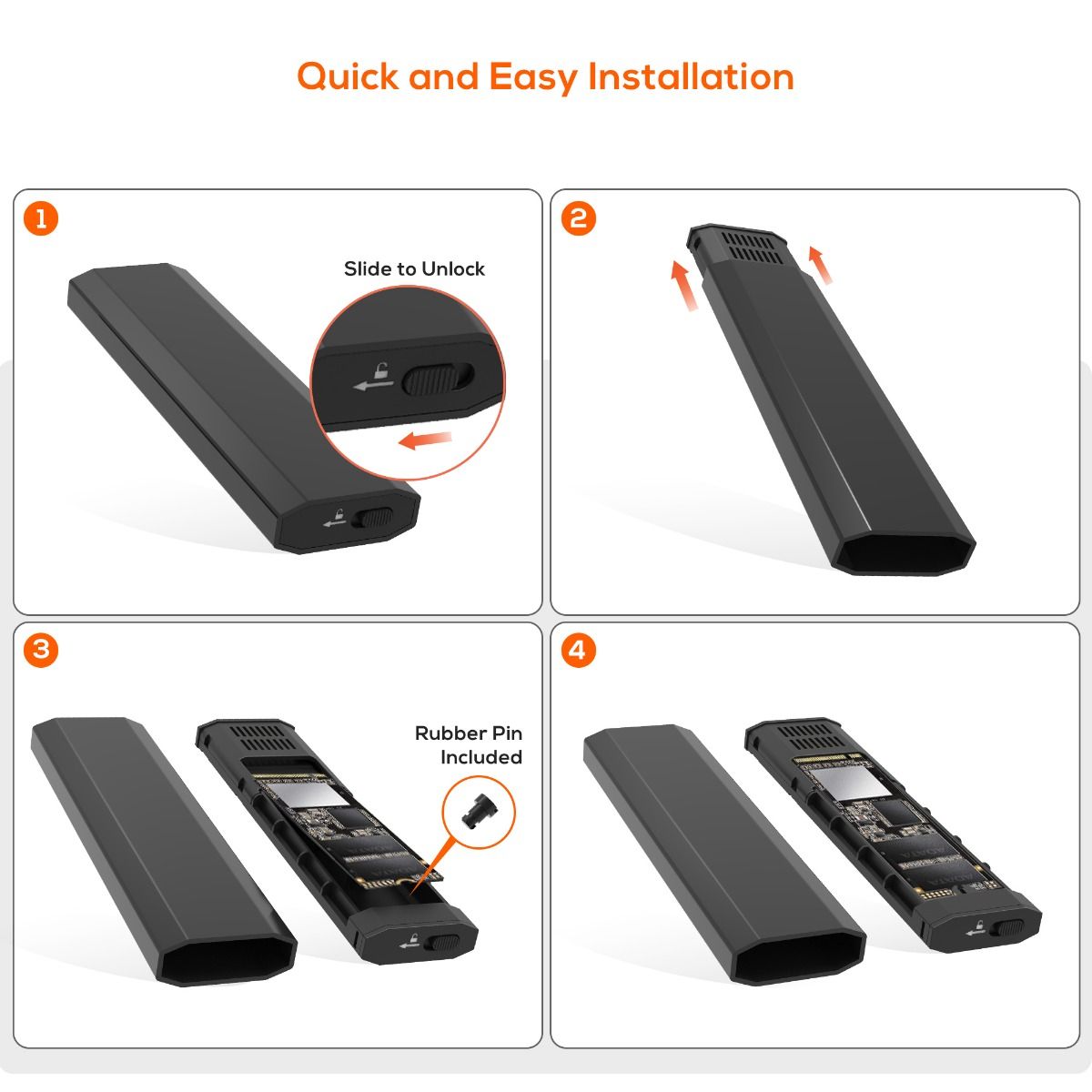 Hard Drives: mbeat Elite USB-C to M.2 SSD Enclosure (M-Key, B+M Key) - Matte Black