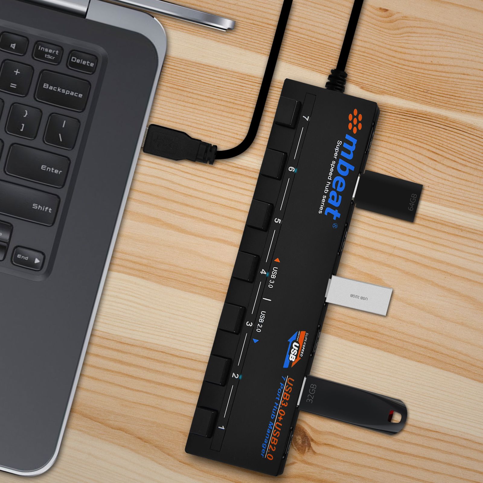 Keyboards & Accessories: mbeat 7-Port USB 3.0 and USB 2.0 Hub Manager With Switches