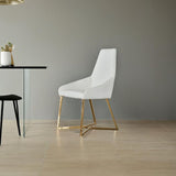 Kitchen & Dining Chairs: SET OF 4 Dining Chair White PVC Dining Chair Gold Criss Cross Legs