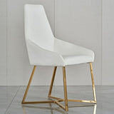 Kitchen & Dining Chairs: SET OF 4 Dining Chair White PVC Dining Chair Gold Criss Cross Legs