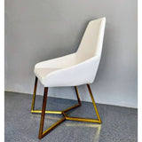 Kitchen & Dining Chairs: SET OF 4 Dining Chair White PVC Dining Chair Gold Criss Cross Legs