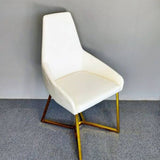 Kitchen & Dining Chairs: SET OF 4 Dining Chair White PVC Dining Chair Gold Criss Cross Legs