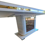 Dining Tables: Asta Luxury Tempered Glass Top High Gloss Dining Table with Storage Cabinet