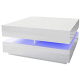 Coffee Tables: Modern Large High Gloss Coffee Table With LED Lights White