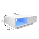 Coffee Tables: LED High Gloss Top White Coffee Table With Single Drawer
