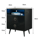 Bedside Tables: Amelia Modern LED Bedside table with USB and power socket Black