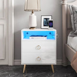 Bedside Tables: Amelia Modern LED Bedside table with USB and power socket White