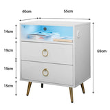 Bedside Tables: Amelia Modern LED Bedside table with USB and power socket White