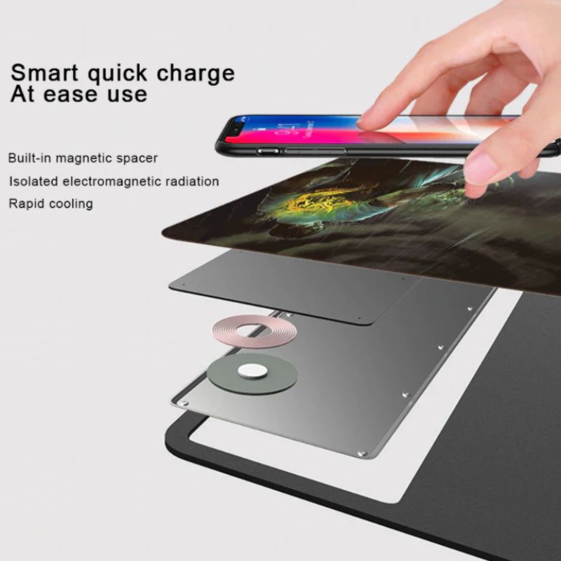 Mouse & Accessories: Wireless Charging Qi Mousepad 800x300x4mm Non-slip Rubber Base