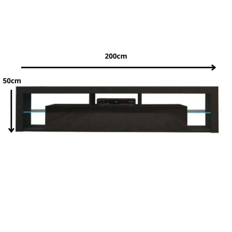 TV Units: Modern TV Cabinet Living Room Furniture 200cm Black