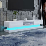 TV Units: Modern High Gloss LED RGB TV Entertainment Unit with Storage 220cm - White