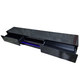 TV Units: Modern High Gloss LED RGB TV Entertainment Unit with Storage 220cm - Black