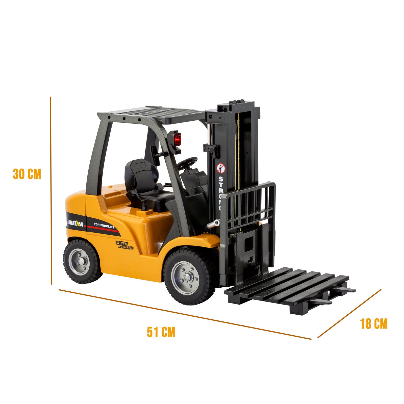 Activity Toys: 1:10 Scale 2.4G 8-Channel Metal Remote Control Forklift Construction Vehicle with Lifting Function & Sound