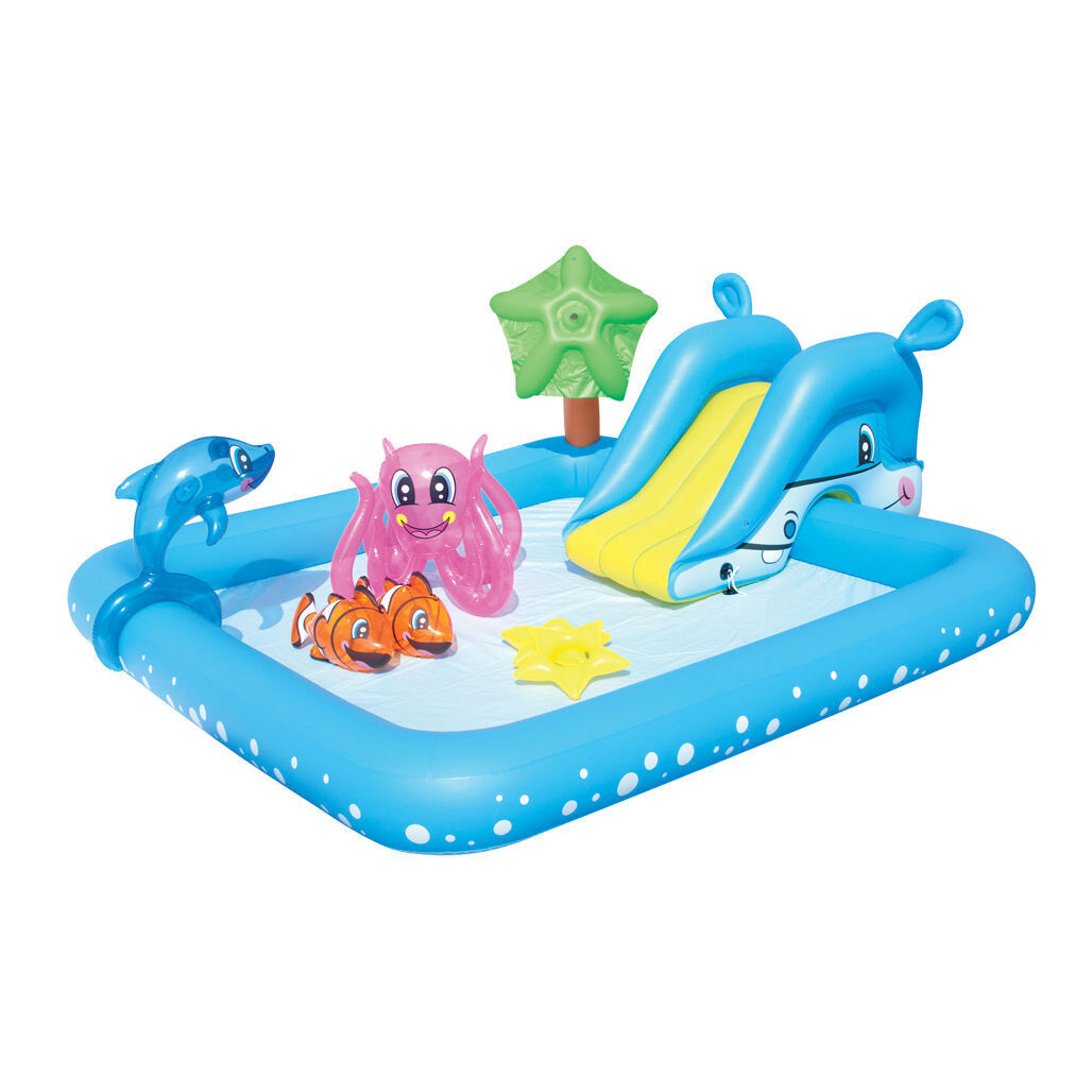 Pool Toys & Inflatables: 308L Fantastic Aquarium-Themed Play Centre with Detachable Slide
