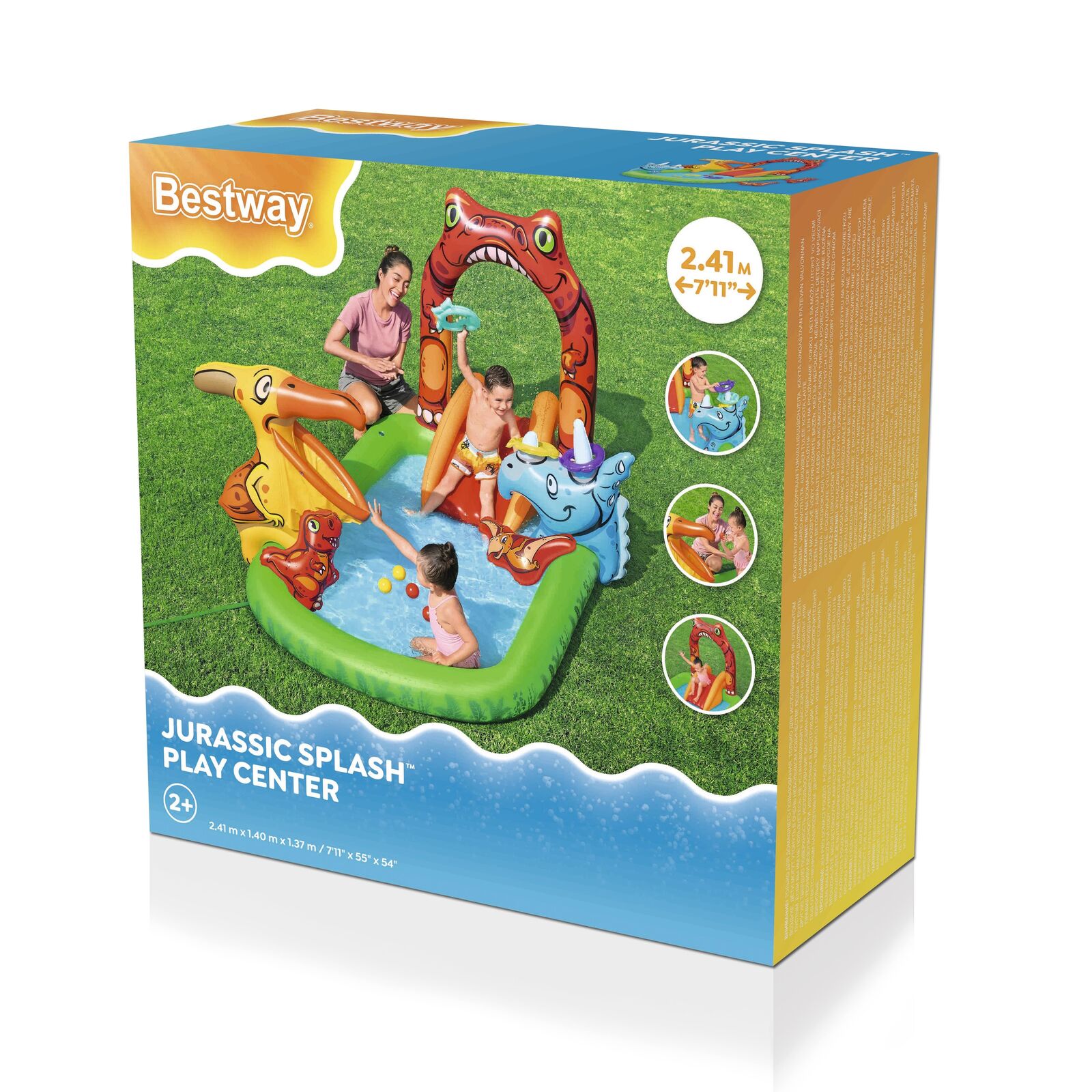 Pool Toys & Inflatables: 190L Jurassic Splash Water Play Centre, Bright Dinosaur Theme with Slide