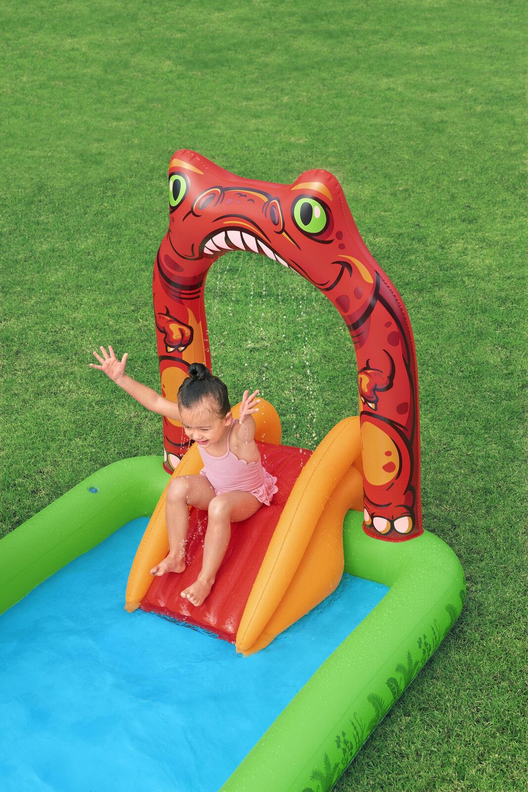 Pool Toys & Inflatables: 190L Jurassic Splash Water Play Centre, Bright Dinosaur Theme with Slide