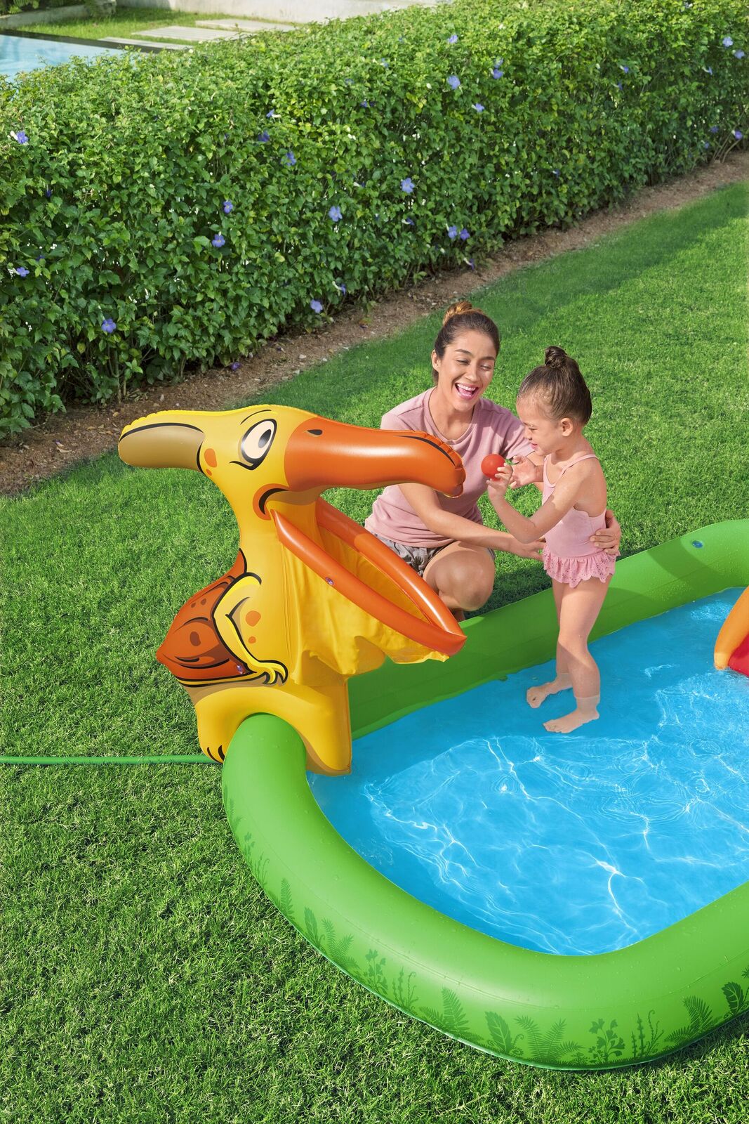 Pool Toys & Inflatables: 190L Jurassic Splash Water Play Centre, Bright Dinosaur Theme with Slide