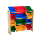 Kid's Tables, Chairs & Seats: Kids Organiser Shelf Storage Rack for Toys - 12 Multicoloured Bins