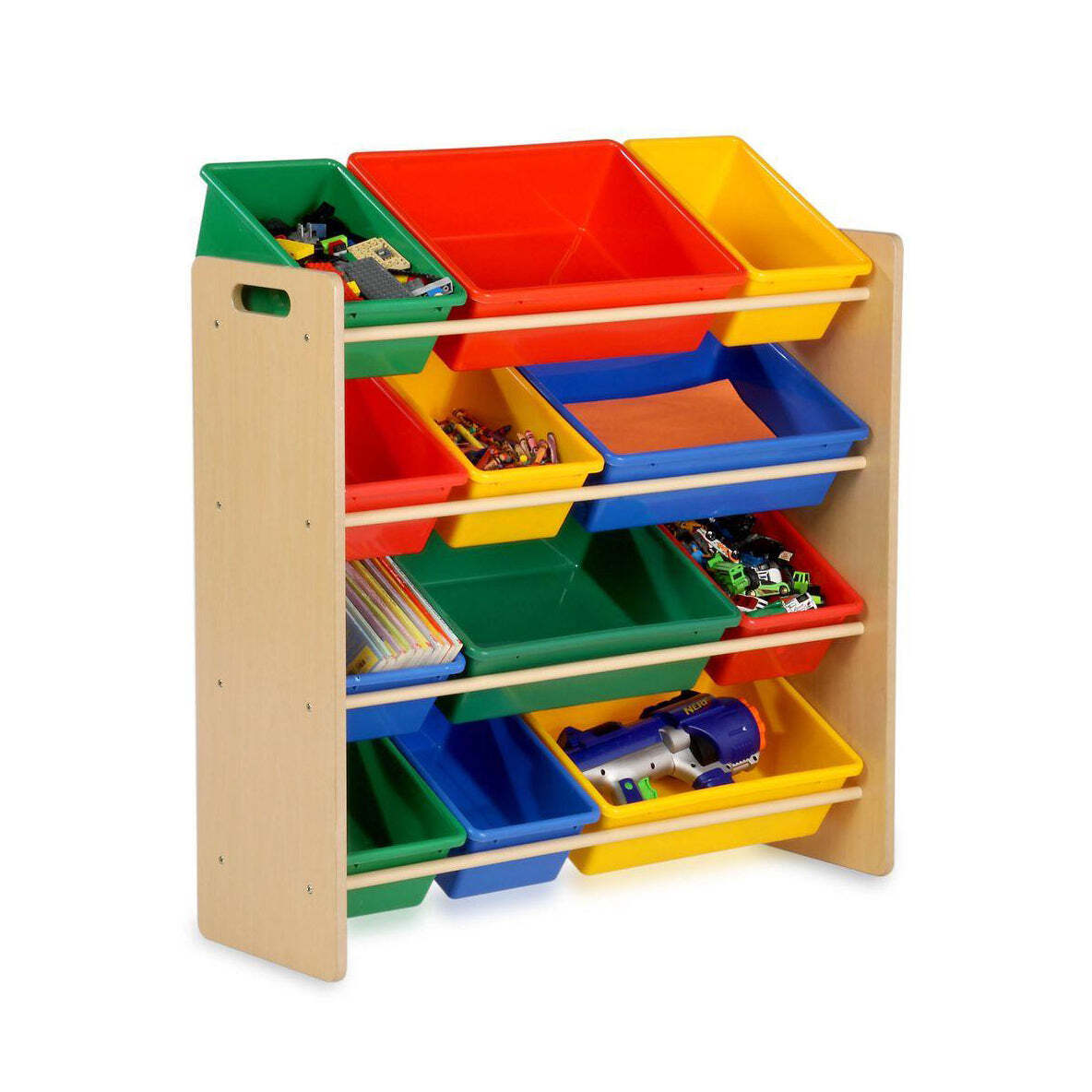 Kid's Tables, Chairs & Seats: Kids Organiser Shelf Storage Rack for Toys - 12 Multicoloured Bins