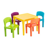 Kid's Tables, Chairs & Seats: Kids Plastic 5-Piece Table & 4 Chairs Set (Multicoloured)