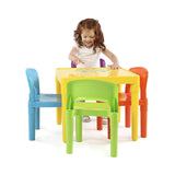 Kid's Tables, Chairs & Seats: Kids Plastic 5-Piece Table & 4 Chairs Set (Multicoloured)