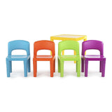 Kid's Tables, Chairs & Seats: Kids Plastic 5-Piece Table & 4 Chairs Set (Multicoloured)