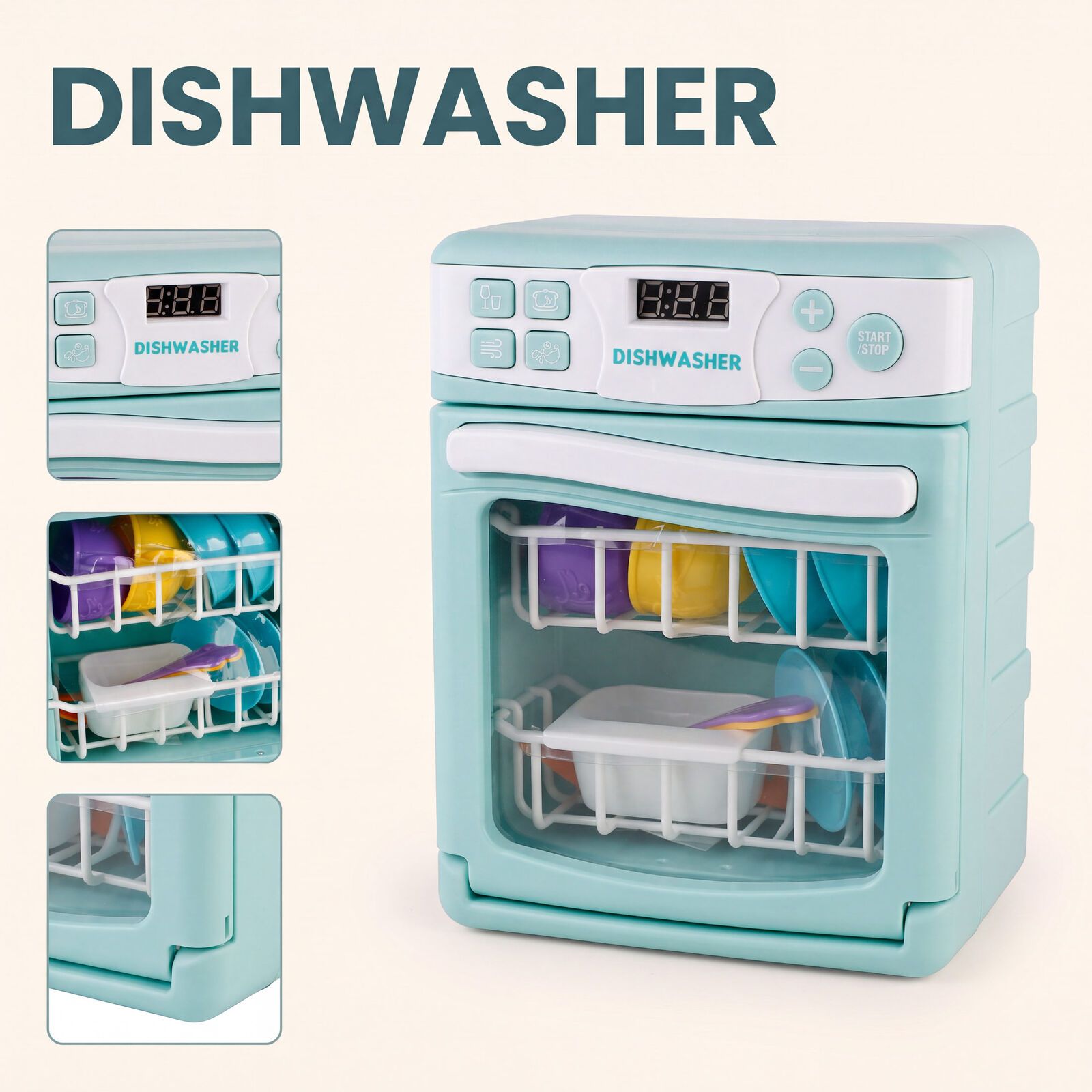 4 Piece Home Appliance Toy Mixer, Washing Machine, Oven & Dishwasher, With Lights & Sound
