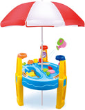 Pool Toys & Inflatables: Outdoor Sand and Water Table Toy with Umbrella (28 Pcs Accessories)