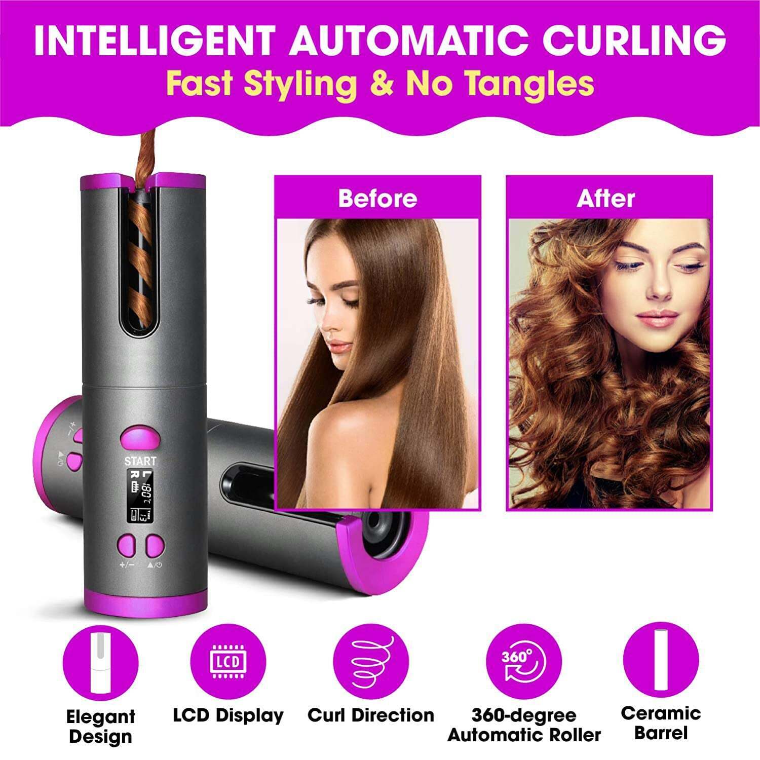 Hair Styling Products: Cordless Ceramic Automatic Hair Curler for Portable Hair Styling