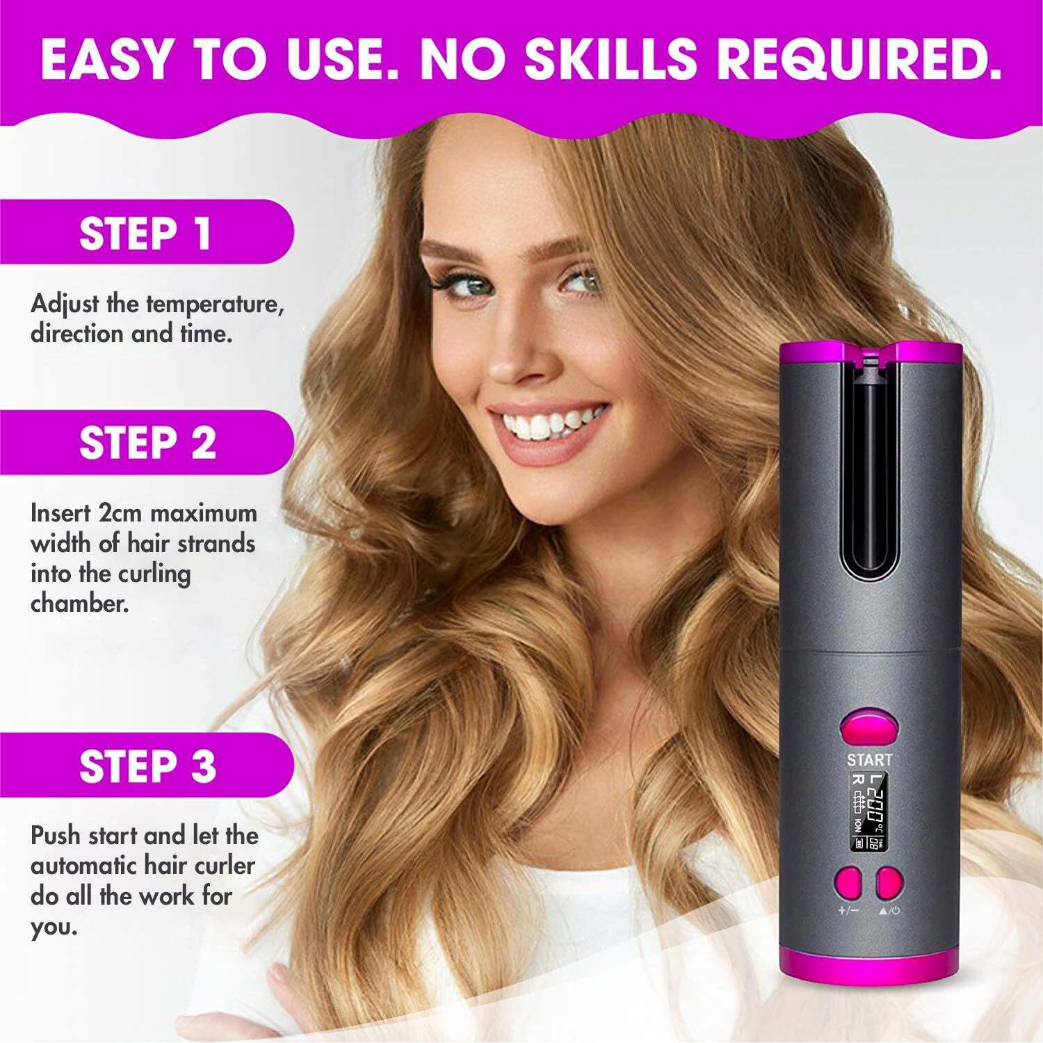 Hair Styling Products: Cordless Ceramic Automatic Hair Curler for Portable Hair Styling