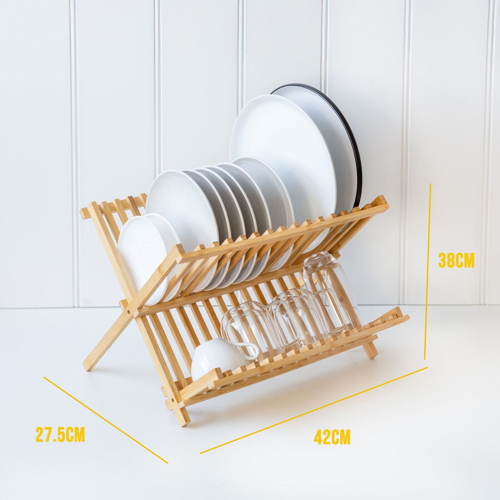 Dish Racks: 2 Tier Bamboo Dish Rack