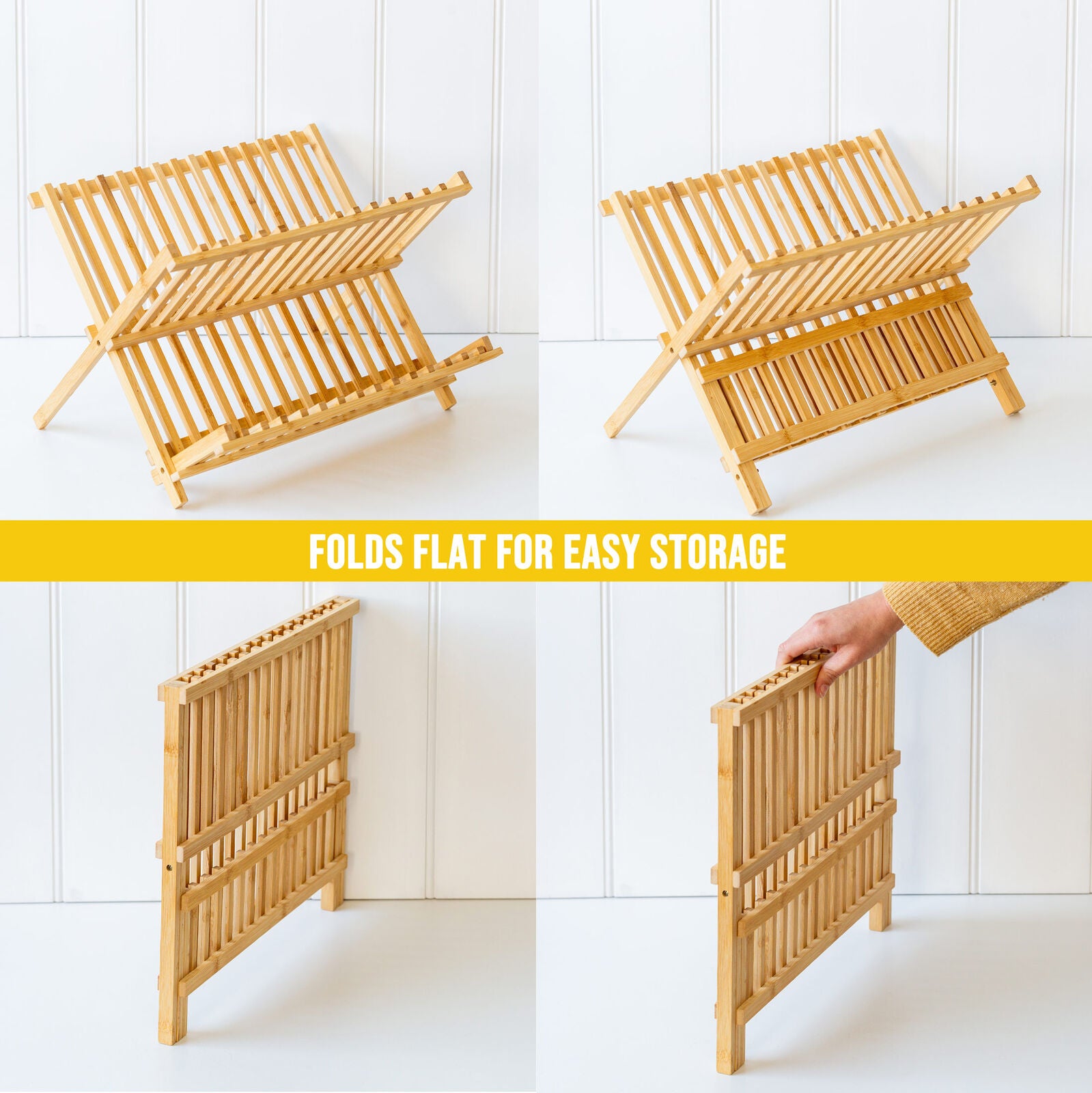 Dish Racks: 2 Tier Bamboo Dish Rack