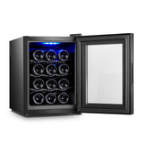 12 Bottle Thermoelectric Wine Fridge, 65W, UV Protected Glass Door, Soft LED Illumination