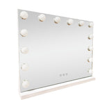 LED Beauty Mirror with 14 Bulbs, Colour Settings, USB A and USB C, White, 50 × 42cm