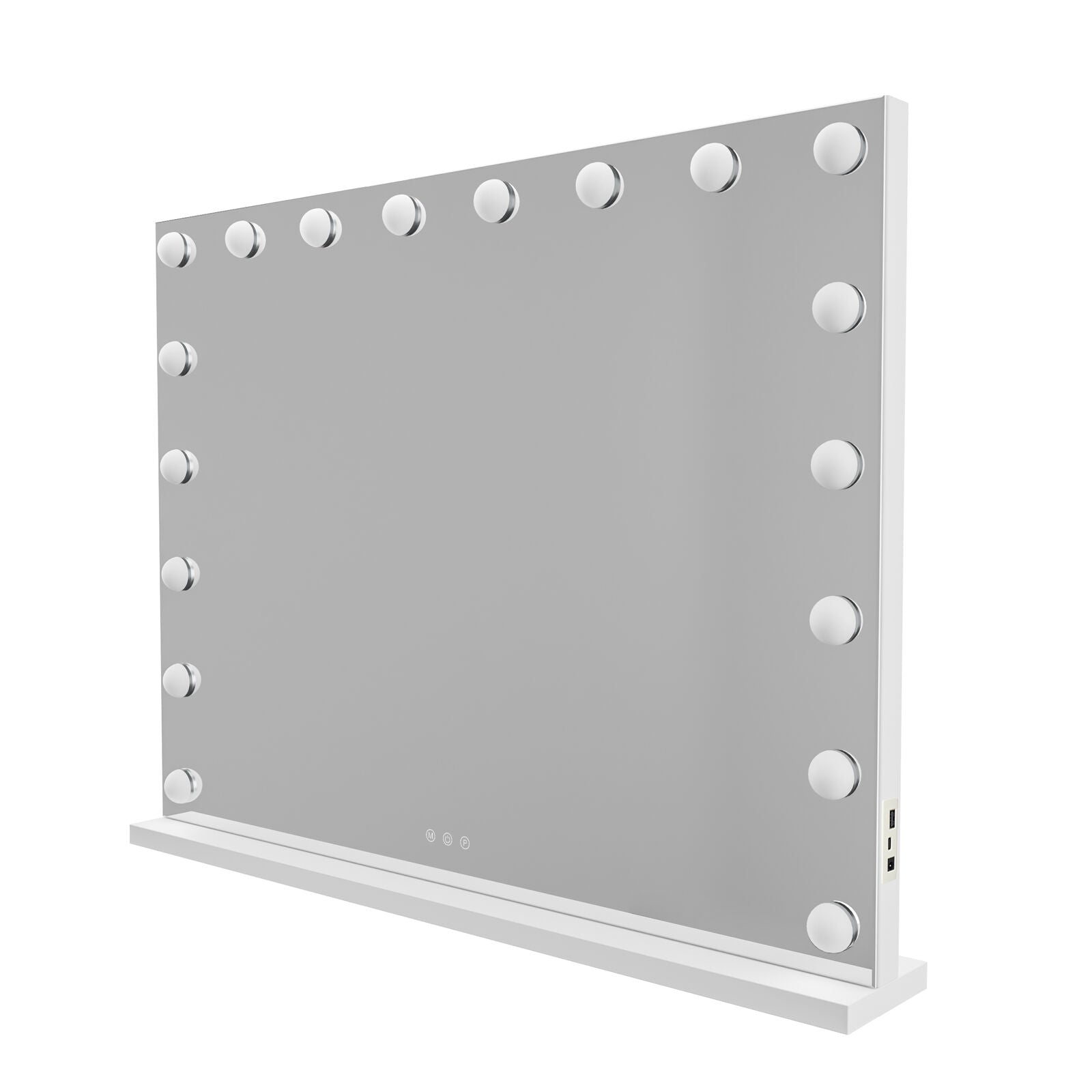 Makeup Mirrors: Beauty Mirror with 18 LED Bulbs, Colour Settings, White Frame,  and USB A and C Ports