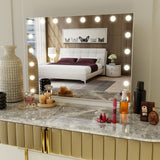Makeup Mirrors: Beauty Mirror with 18 LED Bulbs, Colour Settings, White Frame,  and USB A and C Ports