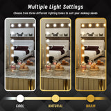 Makeup Mirrors: Beauty Mirror with 18 LED Bulbs, Colour Settings, White Frame,  and USB A and C Ports
