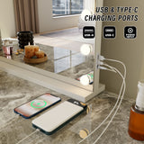 Makeup Mirrors: Beauty Mirror with 18 LED Bulbs, Colour Settings, White Frame,  and USB A and C Ports