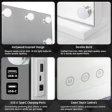 Makeup Mirrors: Beauty Mirror with 18 LED Bulbs, Colour Settings, White Frame,  and USB A and C Ports